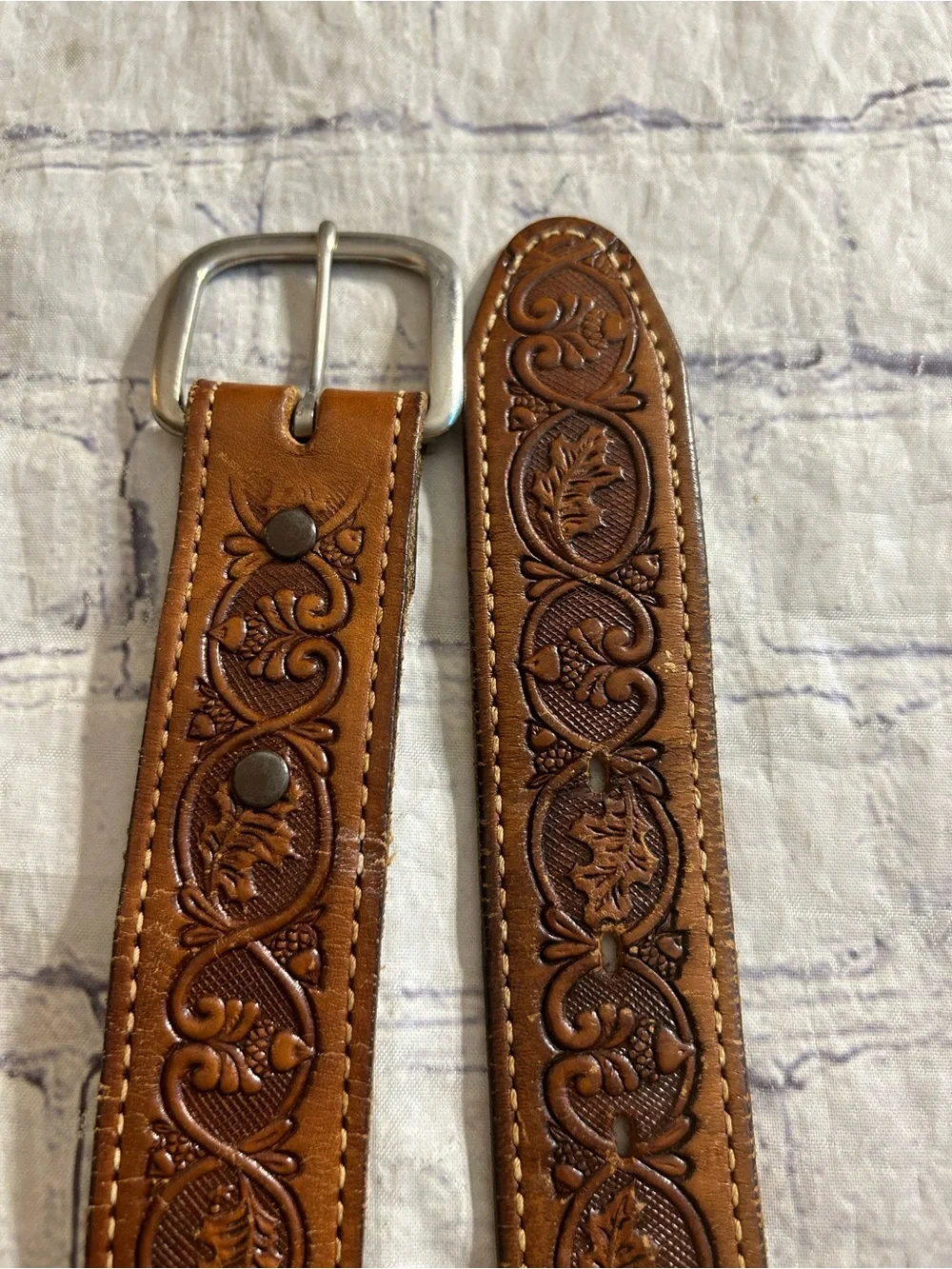 BECHELLE VTG CHOCOLATE BROWN ZIPPERS LINING 30-32 & WESTERN BROWN SNAP BELTS